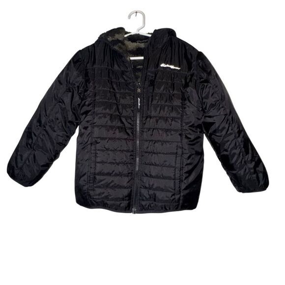 Kids Eddie Bauer Reversible Black & Camo Puffer Jacket - Picture 1 of 12